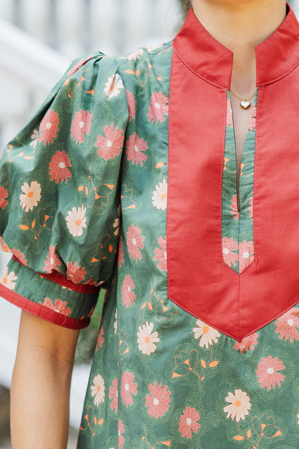 Sunshine Ahead Green Floral Dress