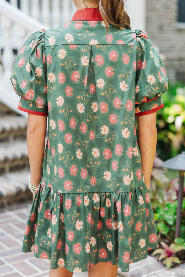 Sunshine Ahead Green Floral Dress