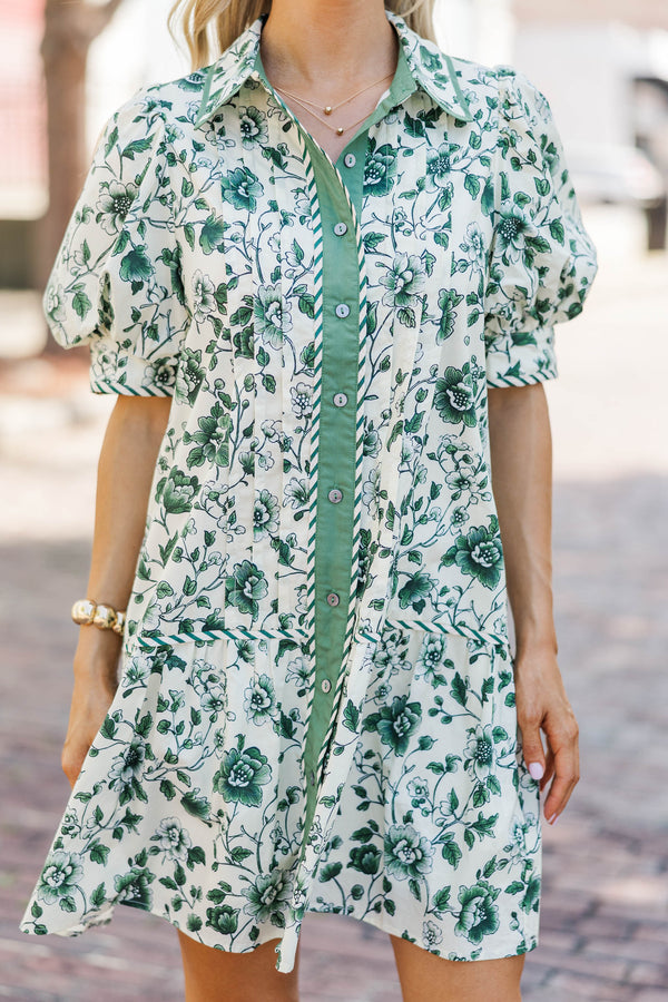 Feeling Radiant Green Floral Dress