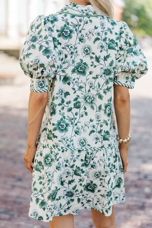 Feeling Radiant Green Floral Dress
