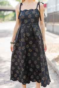 Every Little Thing Black Floral Midi Dress