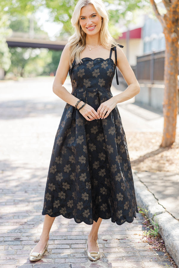 Every Little Thing Black Floral Midi Dress