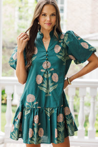 To The Forest Green Floral Dress