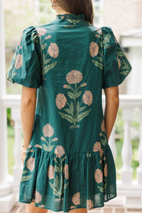 To The Forest Green Floral Dress