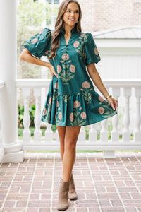 To The Forest Green Floral Dress