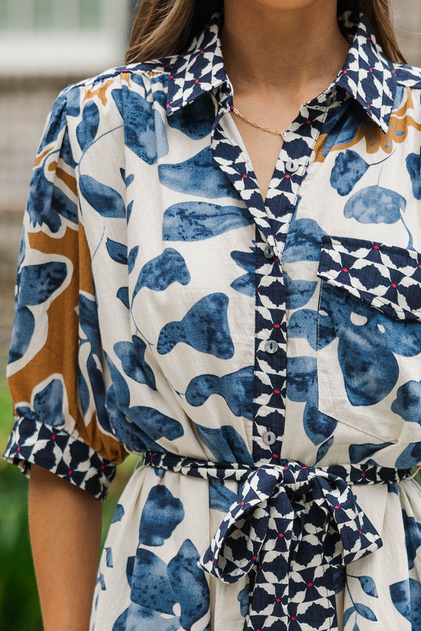 Waiting On The Weekend Blue Floral Midi Dress