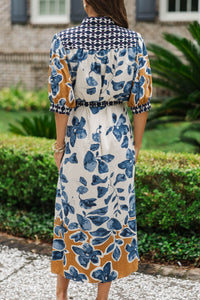 Waiting On The Weekend Blue Floral Midi Dress