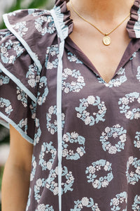 Rainy Days Brown Floral Dress