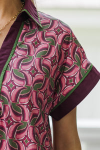 Flowers In The Garden Burgundy Floral Dress