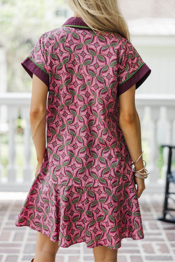 Flowers In The Garden Burgundy Floral Dress