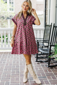 Flowers In The Garden Burgundy Floral Dress