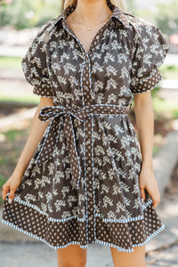 You Are Stars Brown Floral Dress