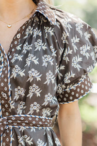 You Are Stars Brown Floral Dress