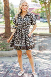 You Are Stars Brown Floral Dress