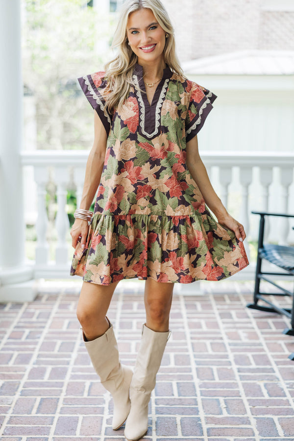 All Kinds Of Wonderful Brown Floral Dress