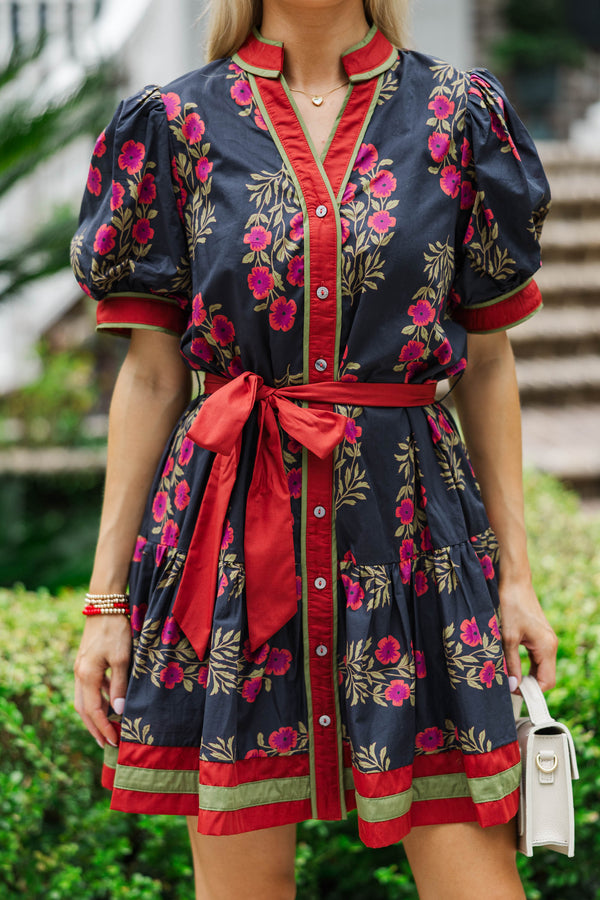 To Be Loved Black Floral Dress