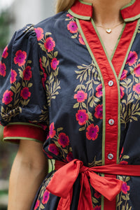 To Be Loved Black Floral Dress