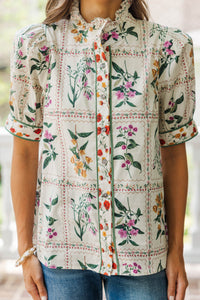 How Lucky Cream Medallion Blouse