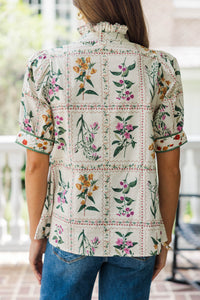 How Lucky Cream Medallion Blouse