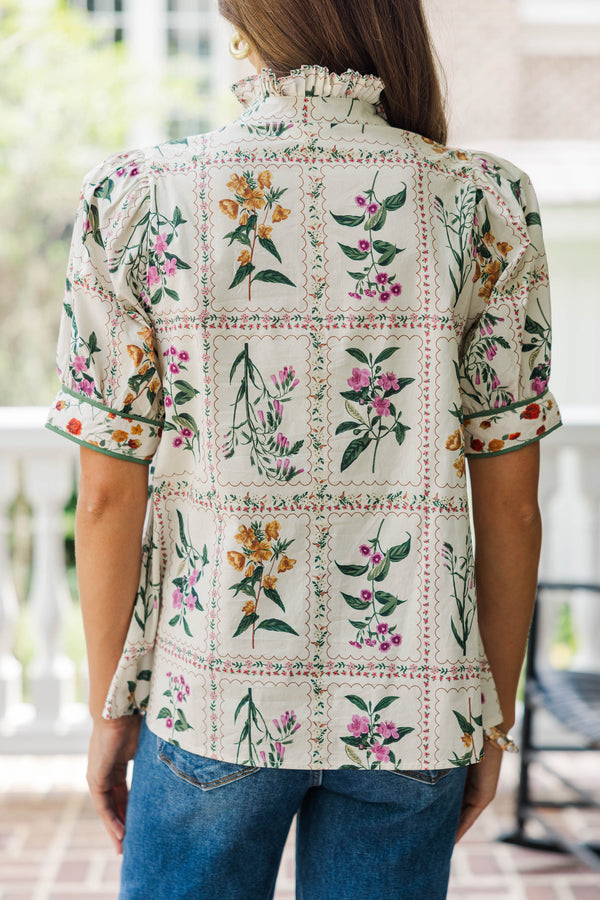 How Lucky Cream Medallion Blouse