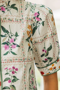 How Lucky Cream Medallion Blouse