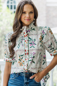 How Lucky Cream Medallion Blouse