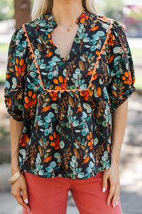 Take It Slow Black Floral Blouse