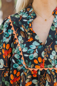 Take It Slow Black Floral Blouse