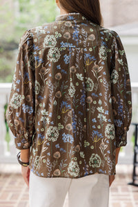 Sweet Pea Brown Ditsy Floral Blouse