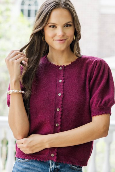 One Call Away Burgundy Sweater