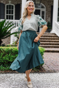 What The Heart Wants Green Embroidered Blouse