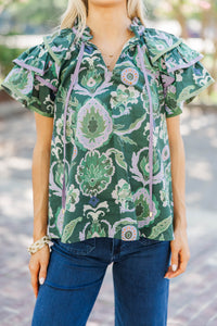 Watch Me Bloom Green Paisley Blouse
