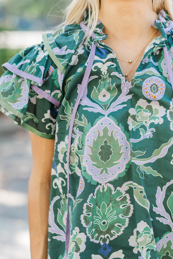 Watch Me Bloom Green Paisley Blouse