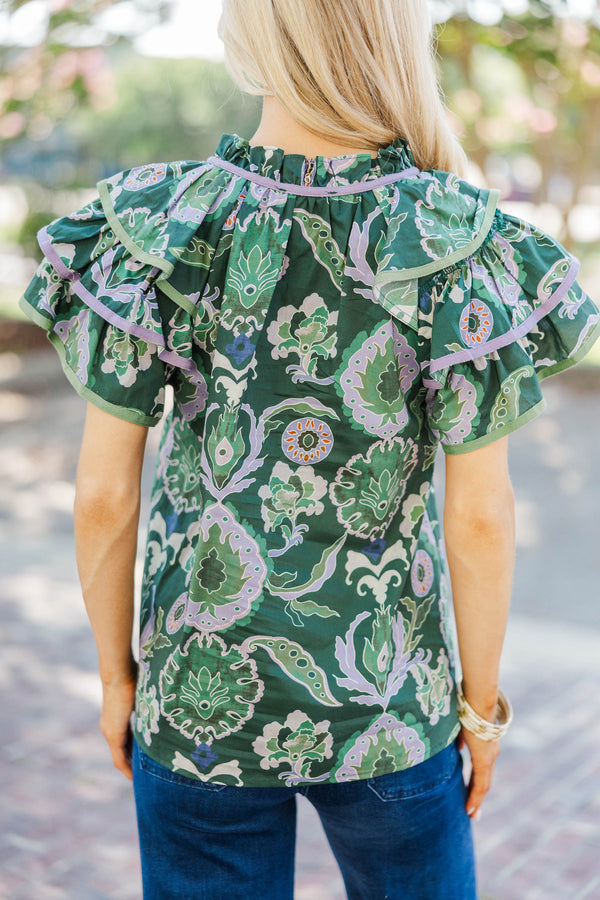 Watch Me Bloom Green Paisley Blouse