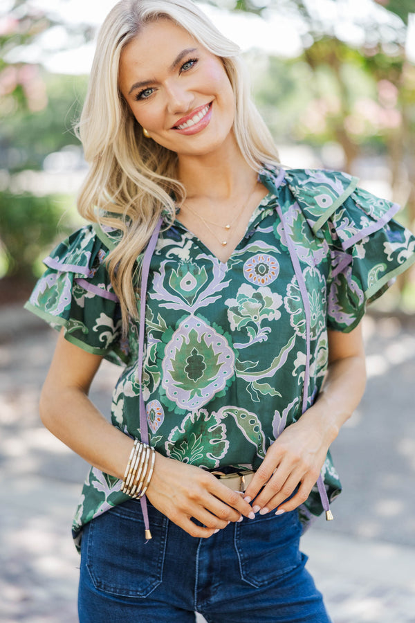 Watch Me Bloom Green Paisley Blouse