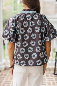 Joy In The Journey Brown Floral Blouse