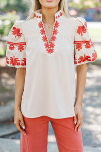 Love Finds You Cream Embroidered Blouse