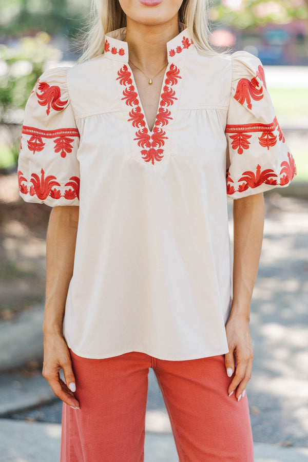 Love Finds You Cream Embroidered Blouse