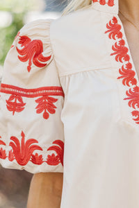 Love Finds You Cream Embroidered Blouse