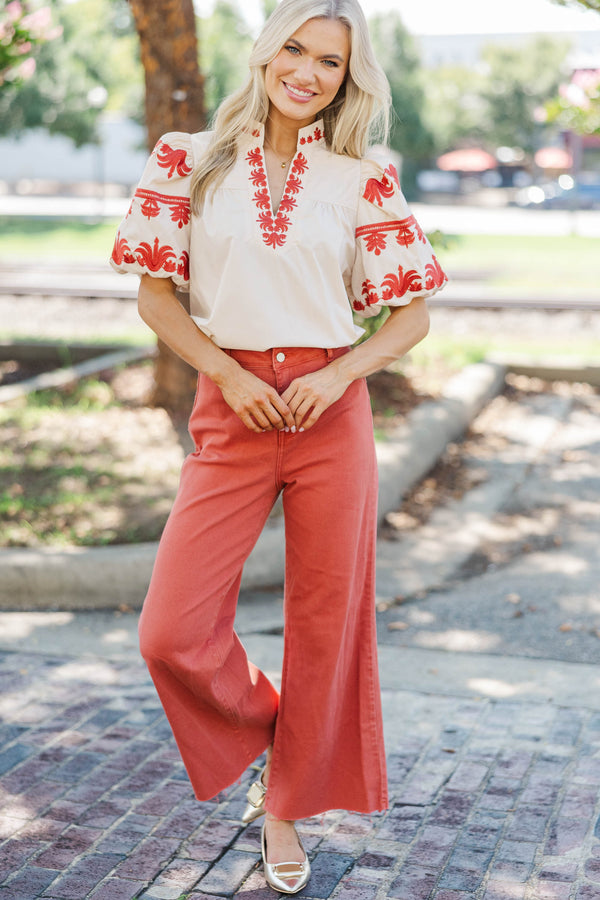 Love Finds You Cream Embroidered Blouse