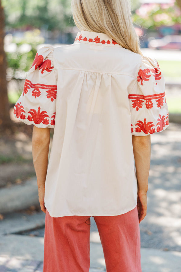 Love Finds You Cream Embroidered Blouse
