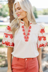 Love Finds You Cream Embroidered Blouse