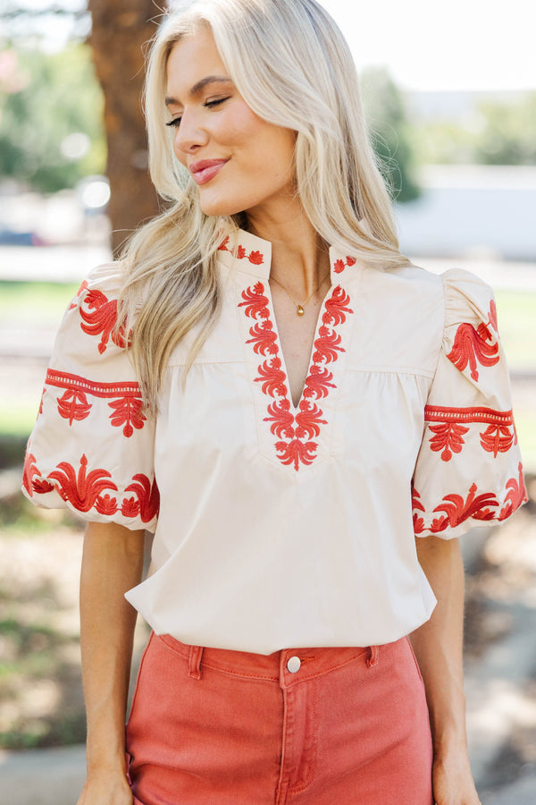 Love Finds You Cream Embroidered Blouse
