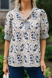 Blooming Gently Cream Floral Blouse