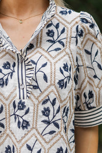 Blooming Gently Cream Floral Blouse