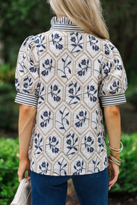 Blooming Gently Cream Floral Blouse