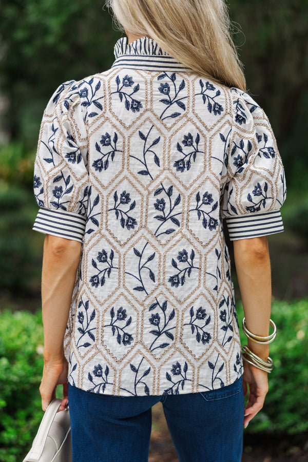 Blooming Gently Cream Floral Blouse