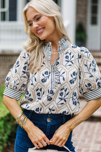 Blooming Gently Cream Floral Blouse