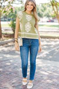 You Earned It Olive Floral Sweater