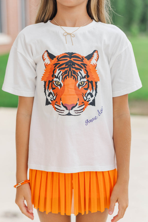 Girls: White Gameday Tiger Graphic Tee